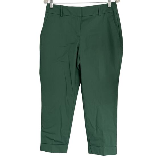 Ann Taylor Pants Womens Size 4 Green Cuffed Pockets Ankle Twill Mid Rise Zip NWT - Picture 1 of 9